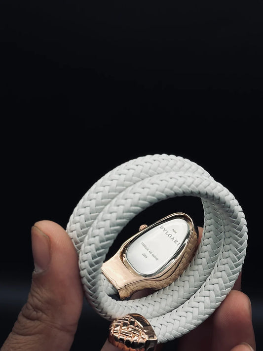 Elegant Ladies Leather Strap Snake Design Watch