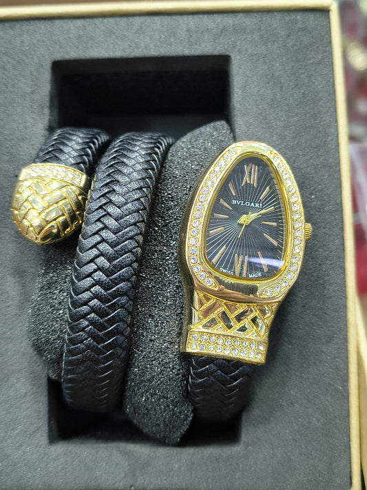 BVLGARI Most Trending Women Snake Watch Leather