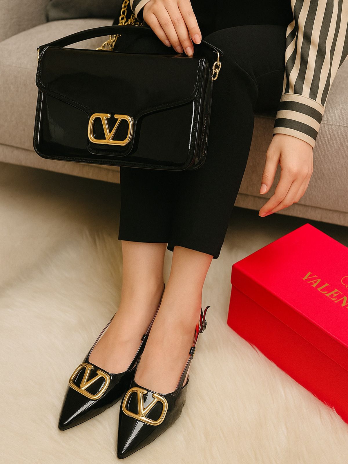 Valentino Flat Pumps + Valentino Cross Body Bag 💼