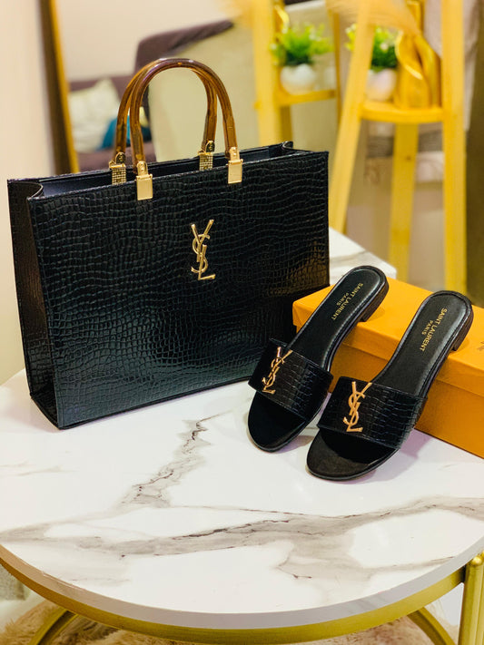 YSL Saint Laurent Slipper + YSL Hand Bag