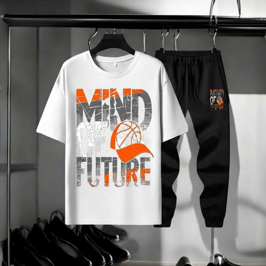 Winter Inner Warm Drop Shirts Printed T-shirt Trouser Tracksuit