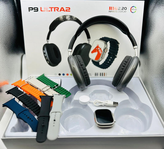 P9 Ultra 2 Smart Watch ⌚ with Headphones 🎧 Box Pack with Charger