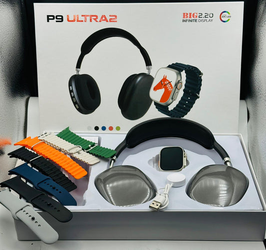 P9 Ultra 2 Smart Watch ⌚ with Headphones 🎧 Box Pack with Charger