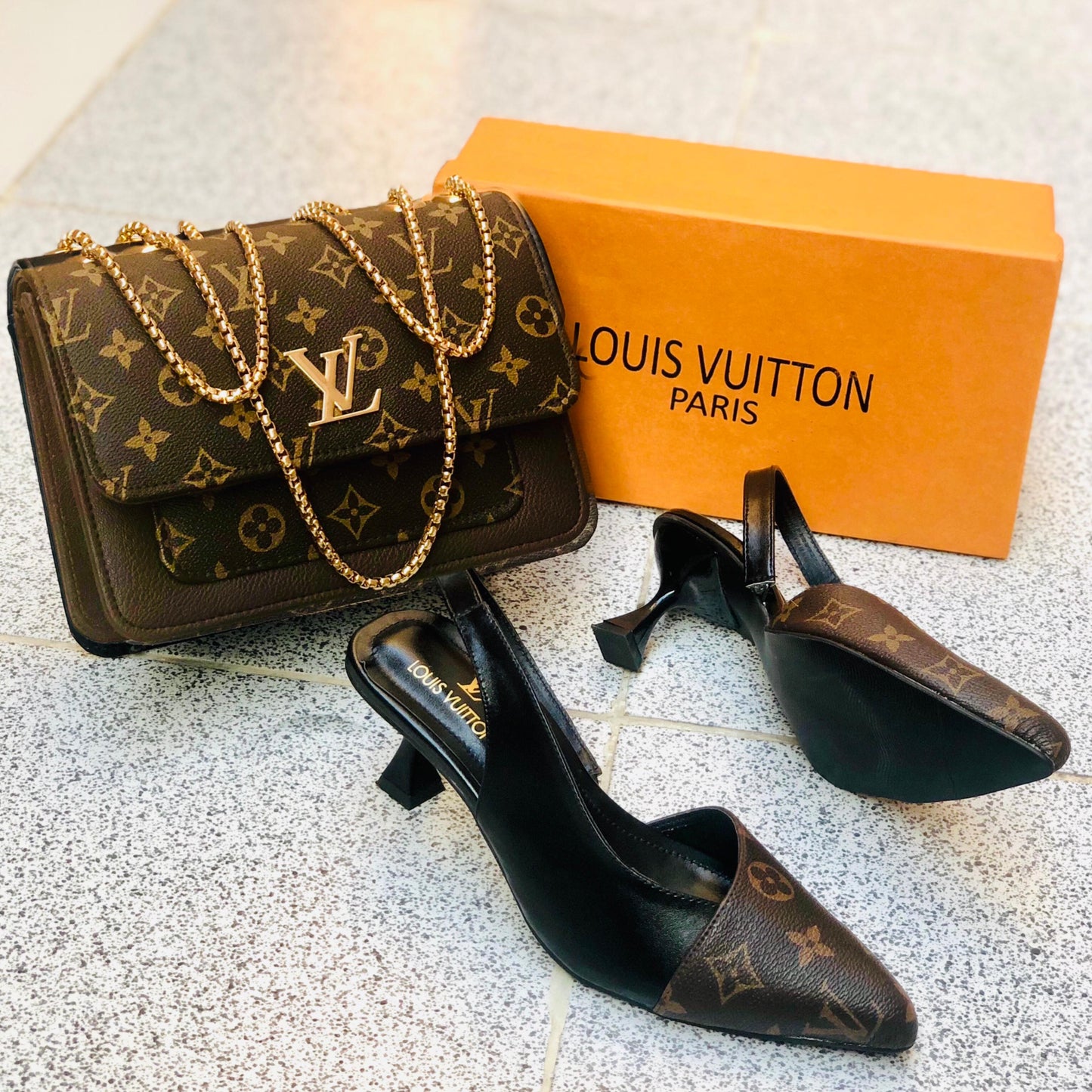 Louis Vuitton LV Slingback Heel + LV Cross Body Bag 💼