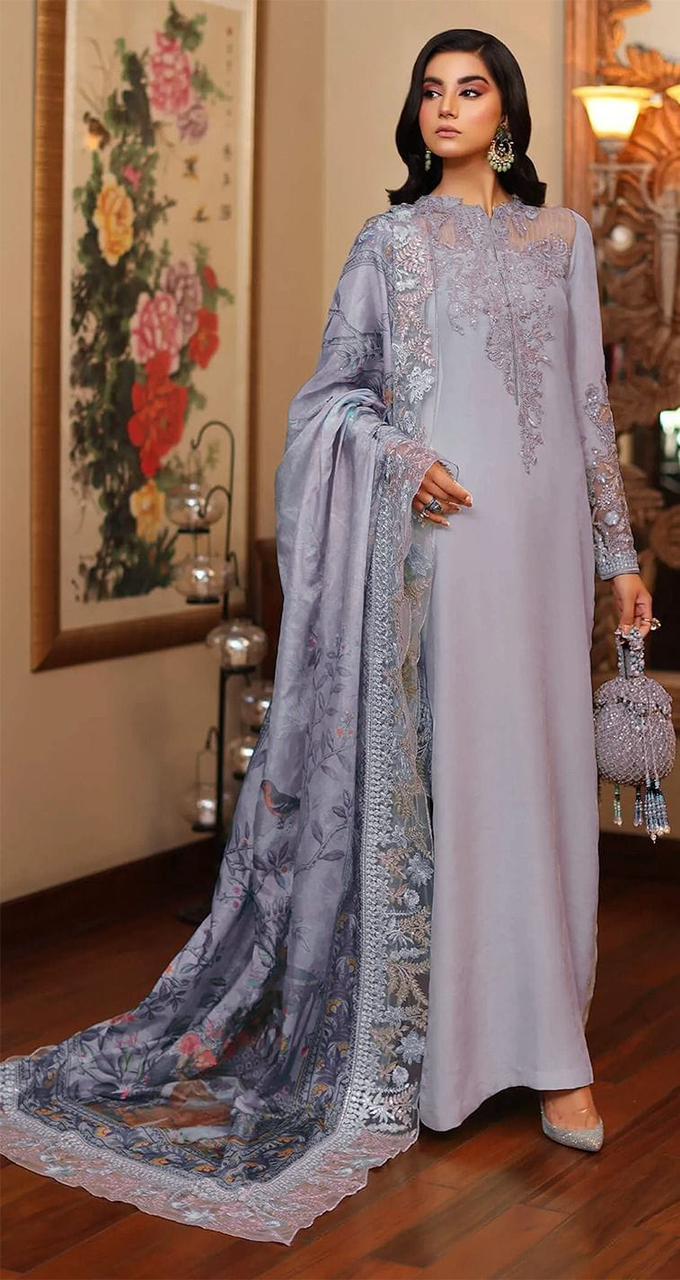 AZURE FULLY HEAVY EMBROIDERED