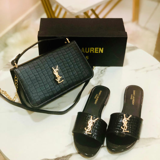 YSL Saint Laurent + with a stylish YSL crossbody bag