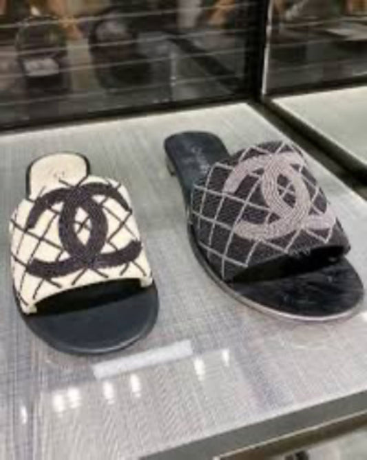 Chanel Embroidered Pearl Slipper