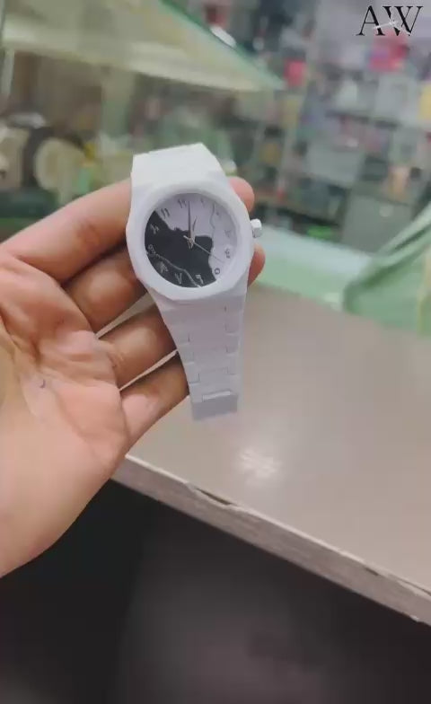 AURA WHITE WATCH (Marble Dial)