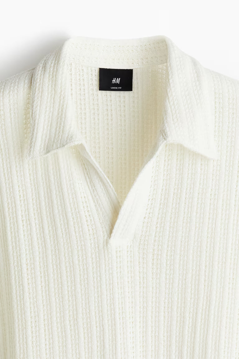 Rib Knit Polo Sweater