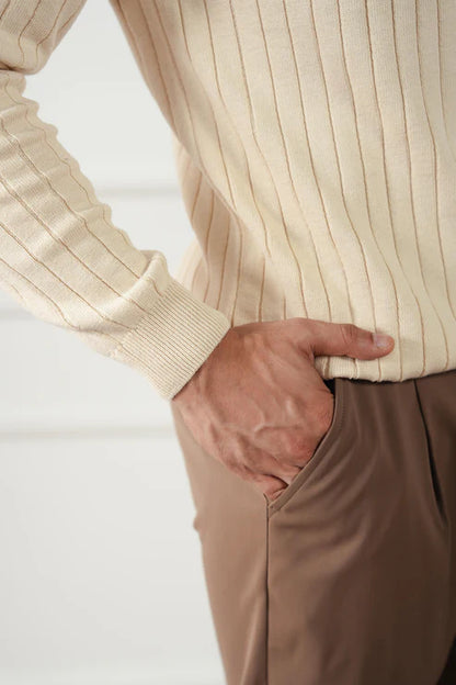 Rib Knit Polo Sweater