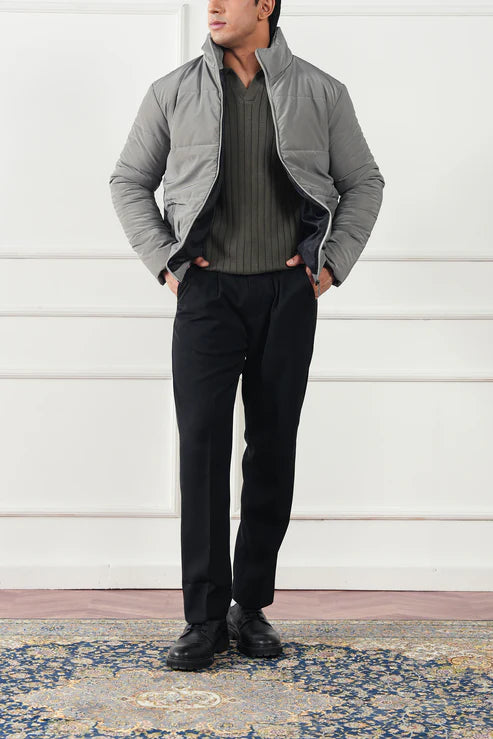 Rib Knit Polo Sweater