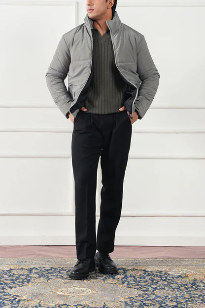 Rib Knit Polo Sweater