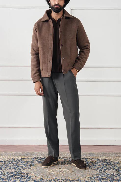 Rib Knit Polo Sweater