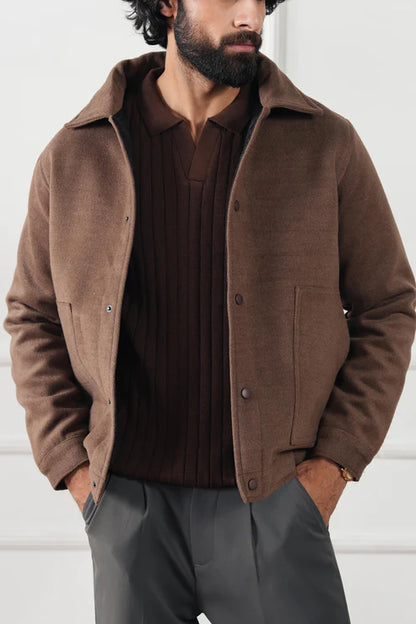 Rib Knit Polo Sweater