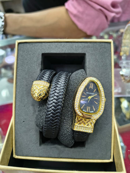 BVLGARI Most Trending Women Snake Watch Leather