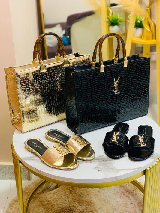 YSL Saint Laurent Slipper + YSL Hand Bag