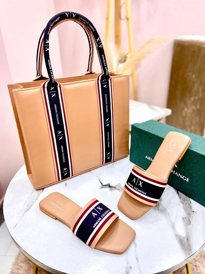 Armani Exchange Flat Slipper + Armani Exchange Ladies Shoulder Bag 👜