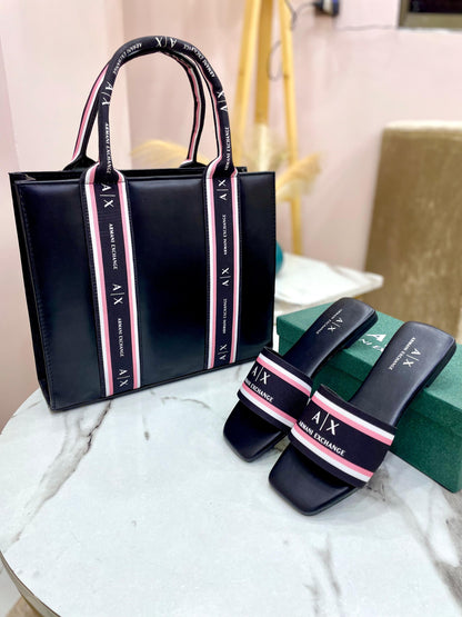 Armani Exchange Flat Slipper + Armani Exchange Ladies Shoulder Bag 👜