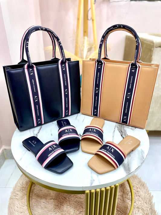 Armani Exchange Flat Slipper + Armani Exchange Ladies Shoulder Bag 👜