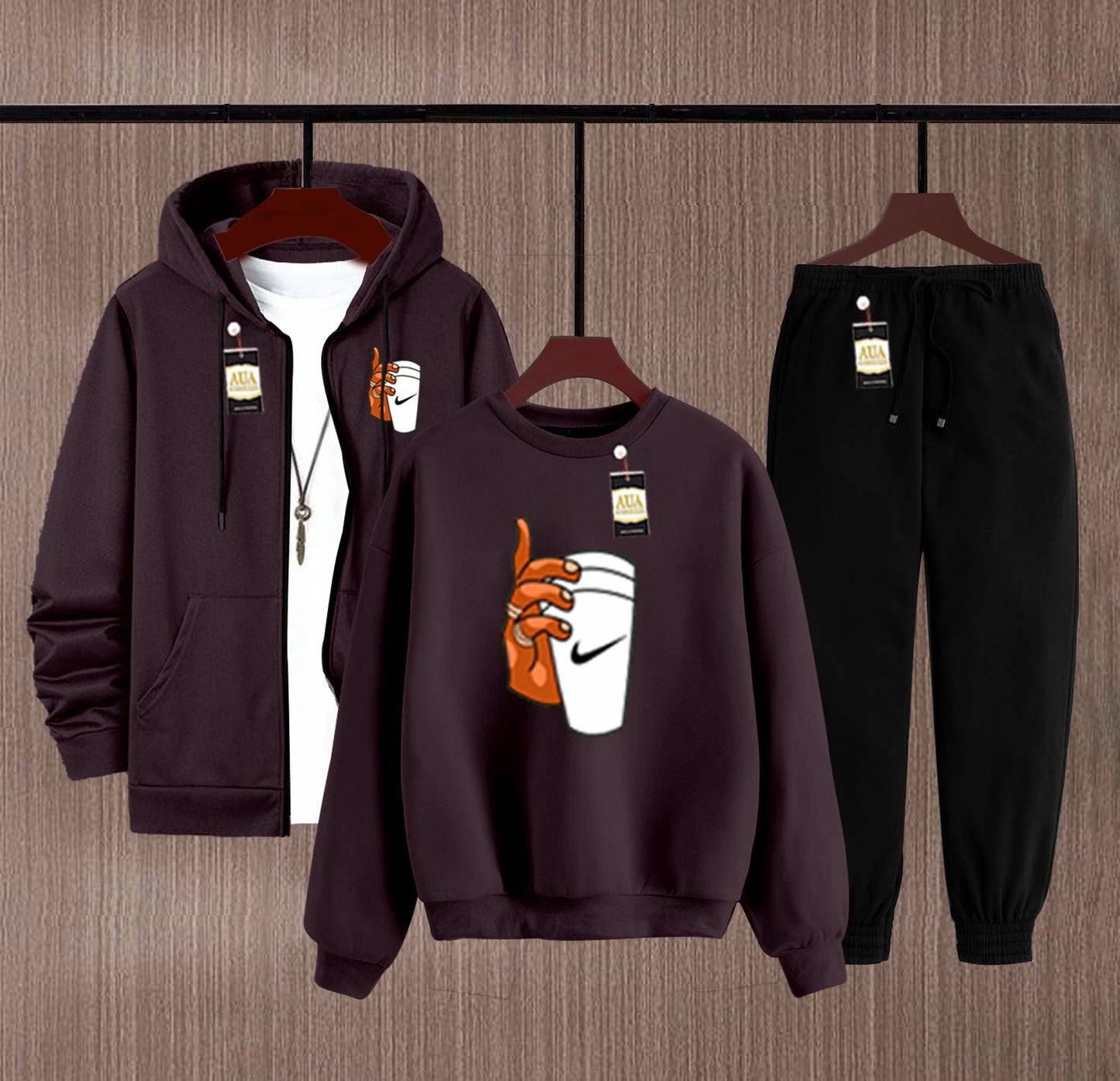 Winter Collection 3 in 1 Combo Sale ZIPPER HOODI + SWEATSHIRT +TROUSER