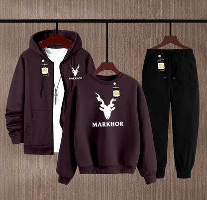 Winter Collection 3 in 1 Combo Sale ZIPPER HOODI + SWEATSHIRT +TROUSER