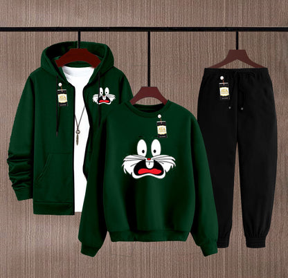 Winter Collection 3 in 1 Combo Sale ZIPPER HOODI + SWEATSHIRT +TROUSER