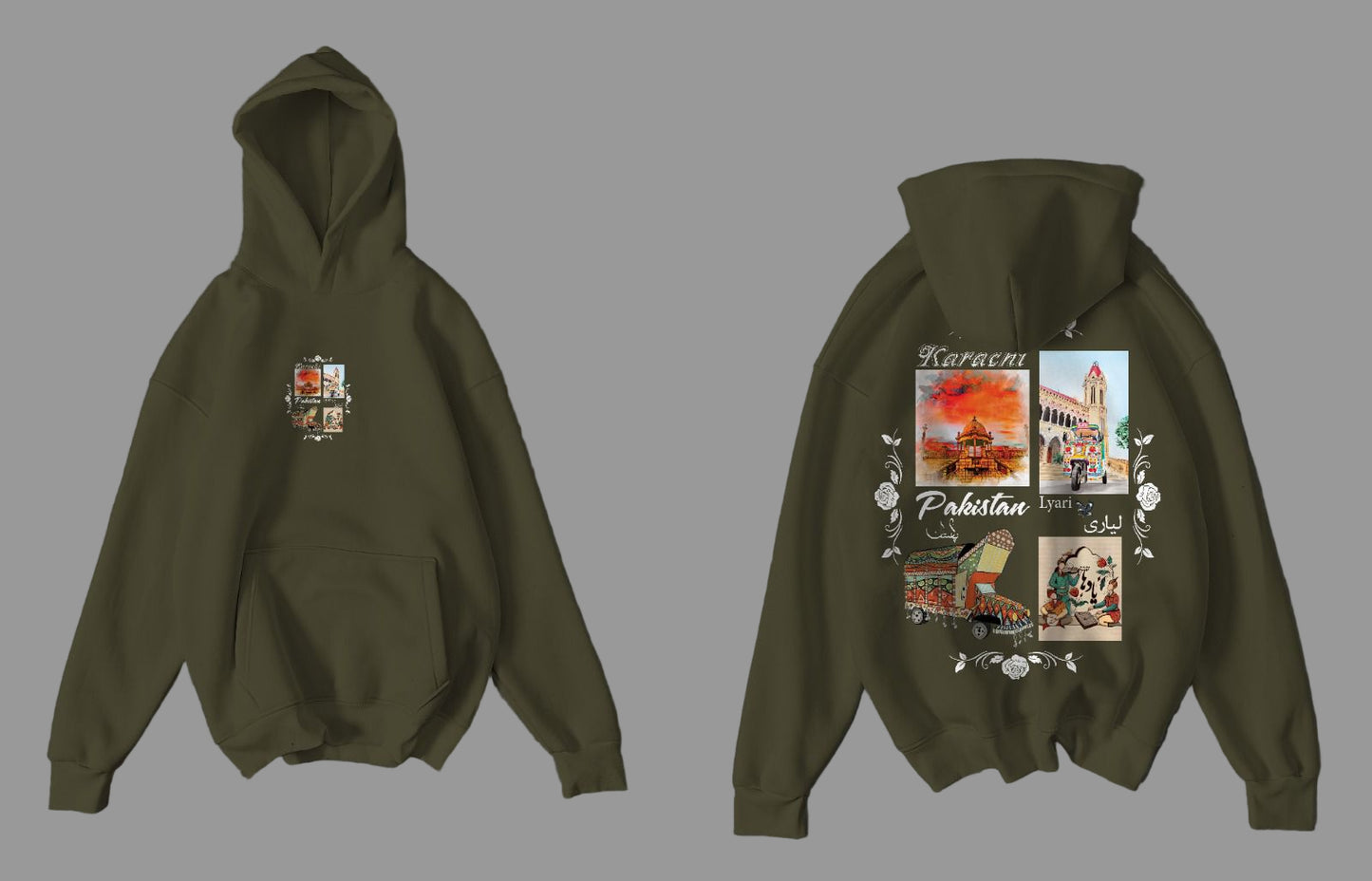 Pocket Stripe Baggy Hoodie