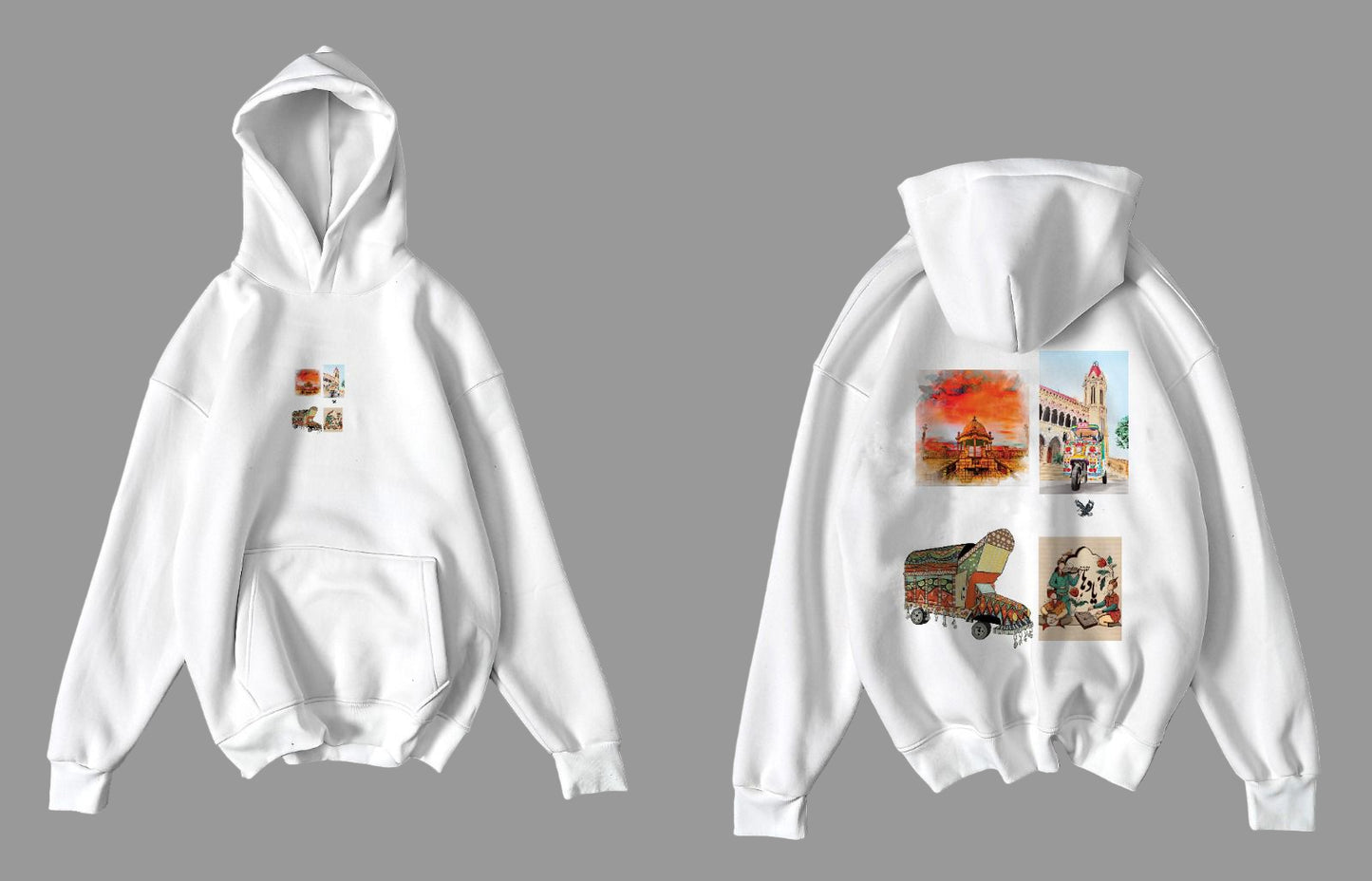 Pocket Stripe Baggy Hoodie