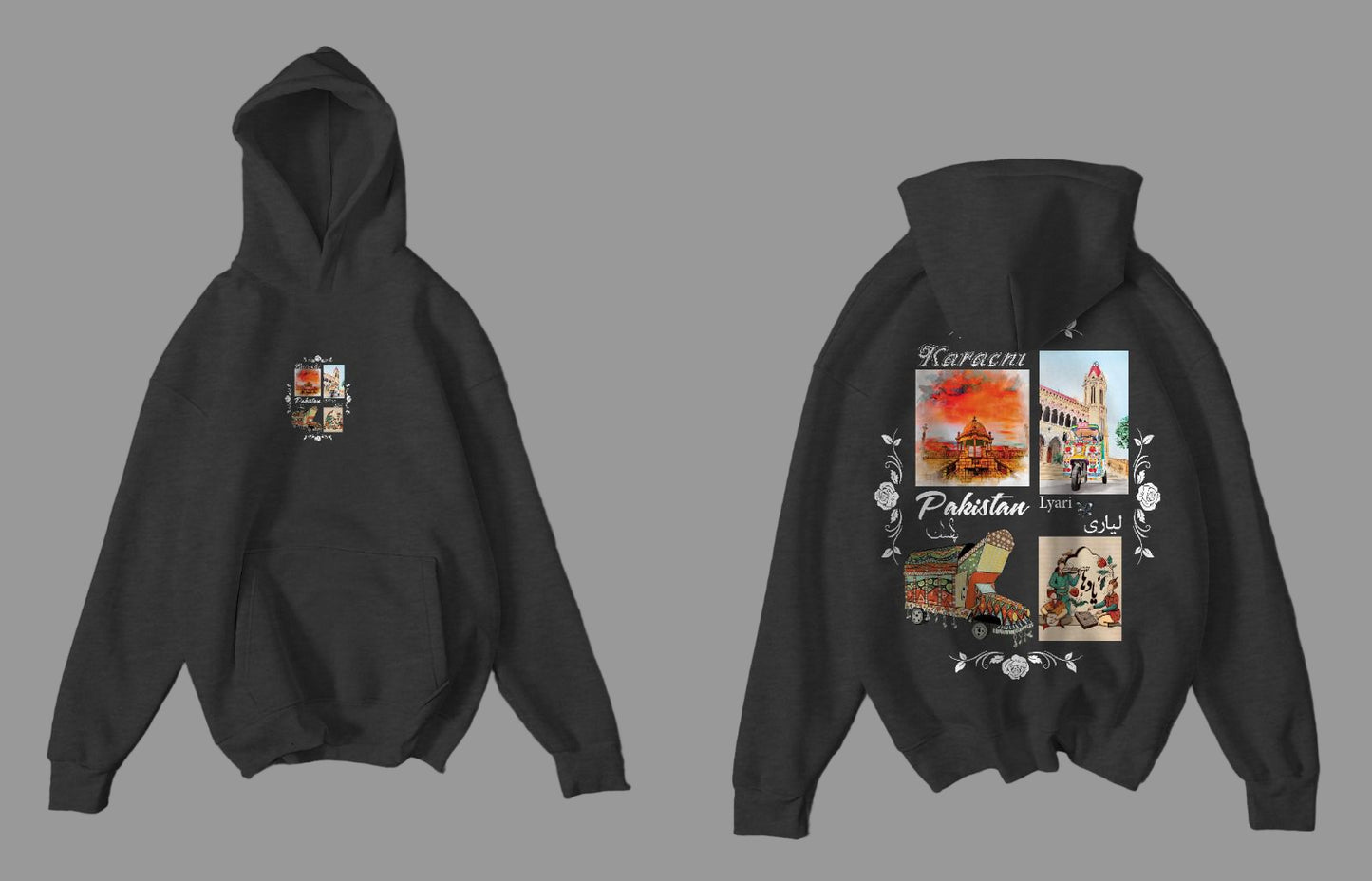 Pocket Stripe Baggy Hoodie