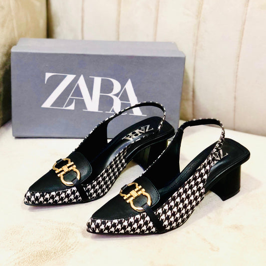 Zara Check Block Heel