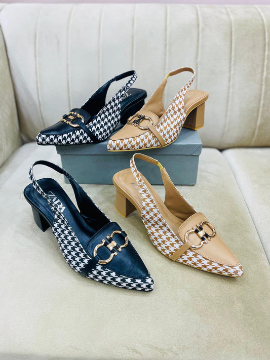 Zara Check Block Heel