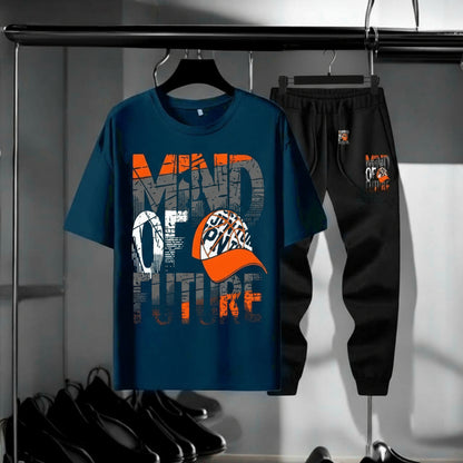 Winter Inner Warm Drop Shirts Printed T-shirt Trouser Tracksuit