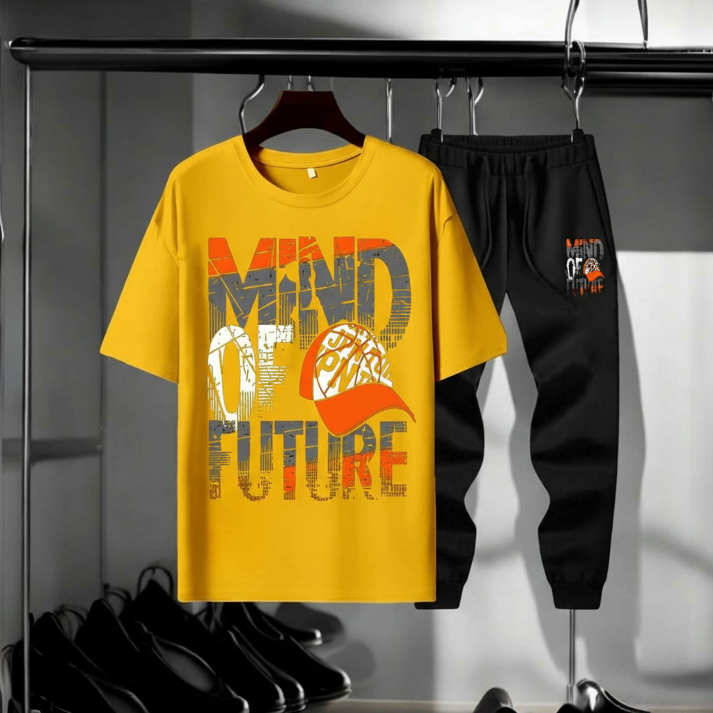 Winter Inner Warm Drop Shirts Printed T-shirt Trouser Tracksuit