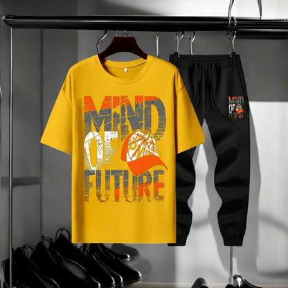 Winter Inner Warm Drop Shirts Printed T-shirt Trouser Tracksuit