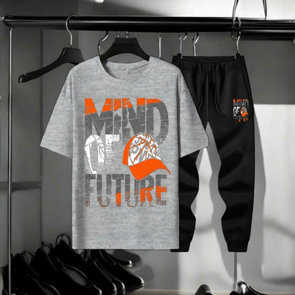 Winter Inner Warm Drop Shirts Printed T-shirt Trouser Tracksuit