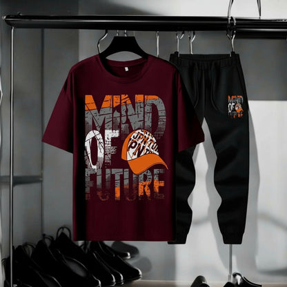 Winter Inner Warm Drop Shirts Printed T-shirt Trouser Tracksuit