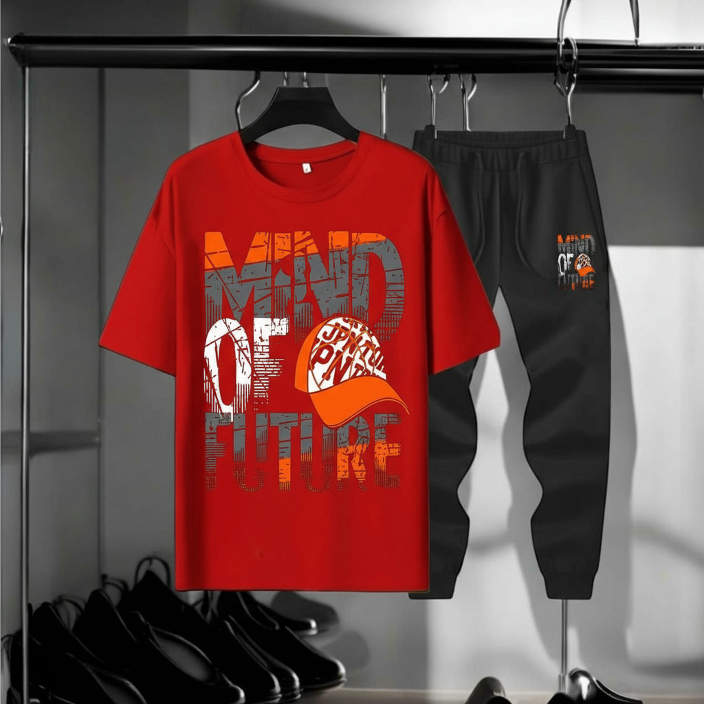 Winter Inner Warm Drop Shirts Printed T-shirt Trouser Tracksuit