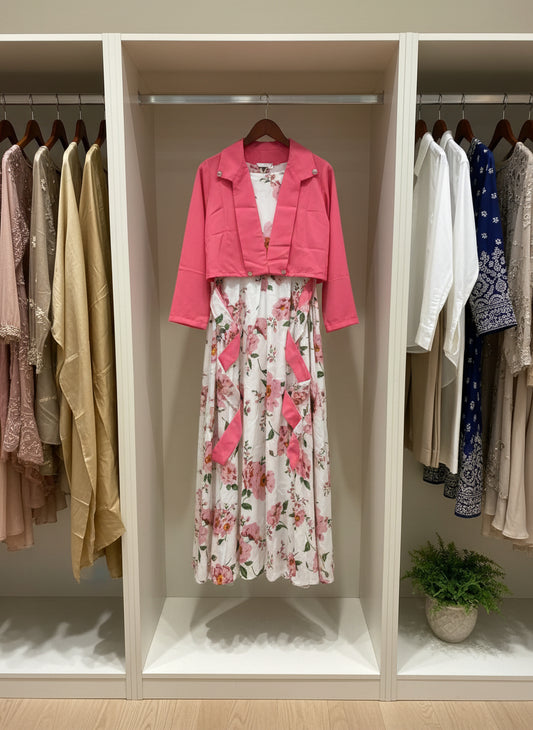 Winter Festival Digital Sleeve'less Maxi With Koti ❤