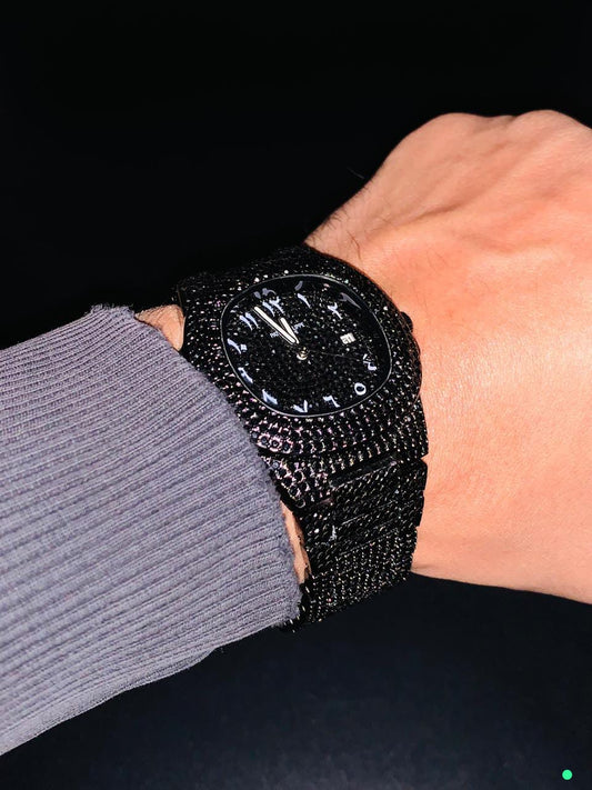 PATEK PHILIPPE *BLACK FULL STONES 🥰 * ARABIC DAIL😉