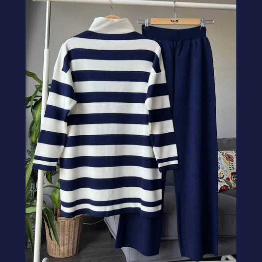 Stripe Printed Style 2-Pcs Winter Tracksuit