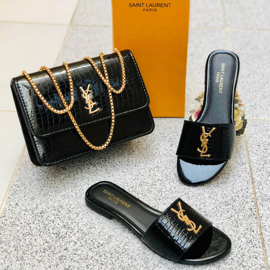 YSL Saint Laurent Slipper + YSL CrossBody Bag