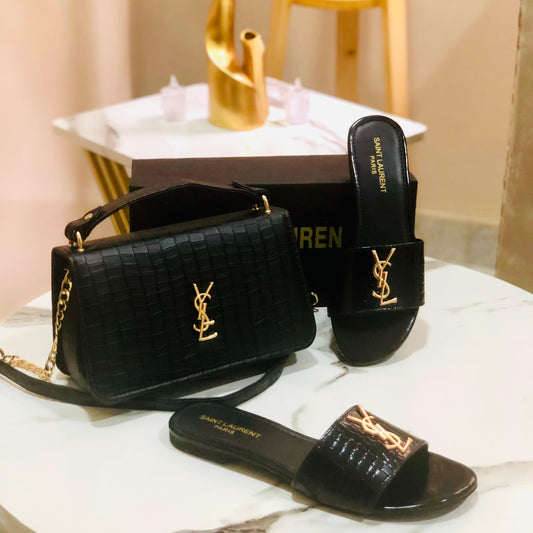 YSL Saint Laurent + with a stylish YSL crossbody bag