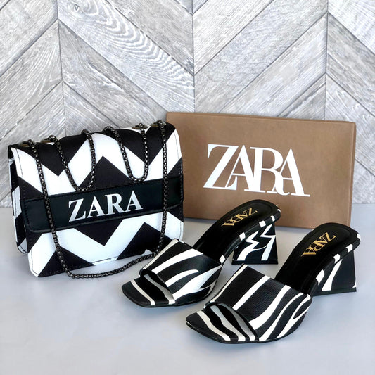 Zara CrossBody Bag + Zara Zebra Triangle Heel