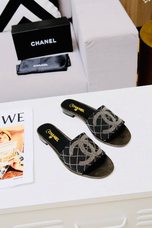 Chanel Embroidered Pearl Slipper