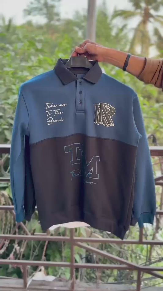 Winter Collection Polo Contrast panel Printed Sweatshirt