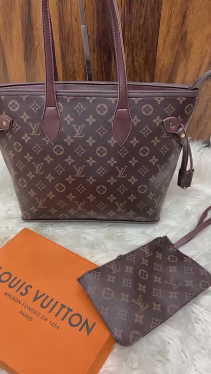 💗Louis Vuitton 💗 NeverFull Bag For Girls & Women With Hand Pouch 2 Piece Set