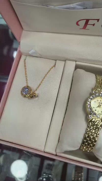 Ladies Watch With Jewellery Best For Gift