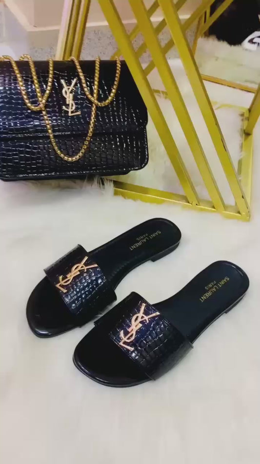 YSL Saint Laurent Slipper + YSL CrossBody Bag