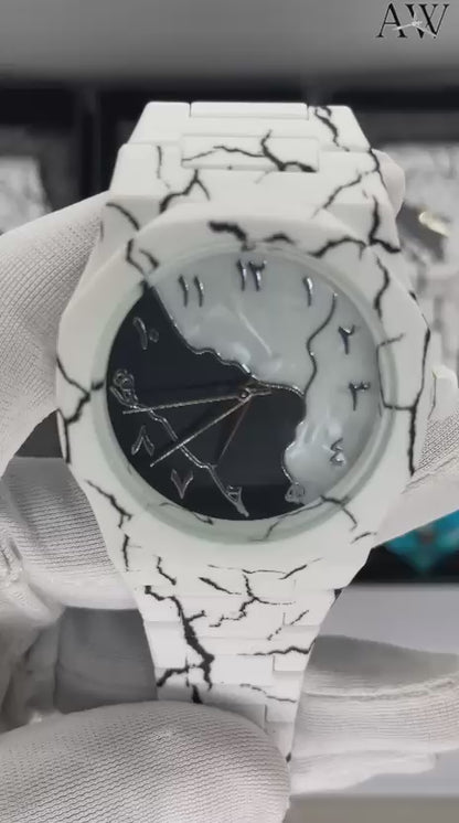 AURA WATCH (MARBLE CHAIN) White